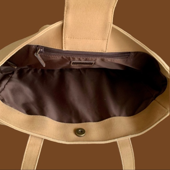 LAUREN RALPH LAUREN CANVAS TOTE BAG WITH LEATHER HANDLES - TAN - Picture 5 of 5